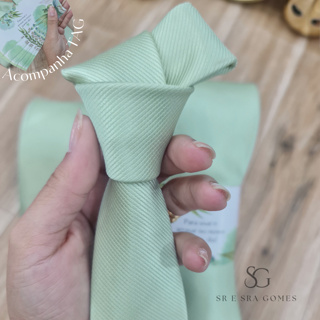 GRAVATA VERDE MENTA TECIDO TRABALHADO em Oferta na Shopee