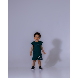 kit 2 peças Conjunto Infantil Regatão Machão e shorts Infinity Rubber White 100% Algodão em Oferta na Shopee