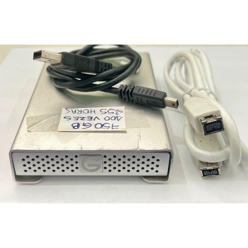 HD EXTERNO PORTÁTIL HITASHI G-DRIVE MINI 750GB 7200rpm USB 2.0 - 2 FW800 Prata - C/ CABOS  (USADO)100 VZs 255HS)-