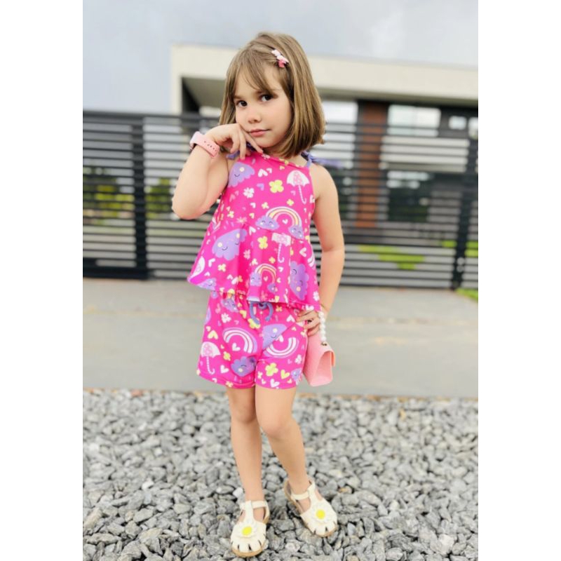 Conjunto+Infantil+Menina+princesa+feminino+colorido+temático+estampado+luxo