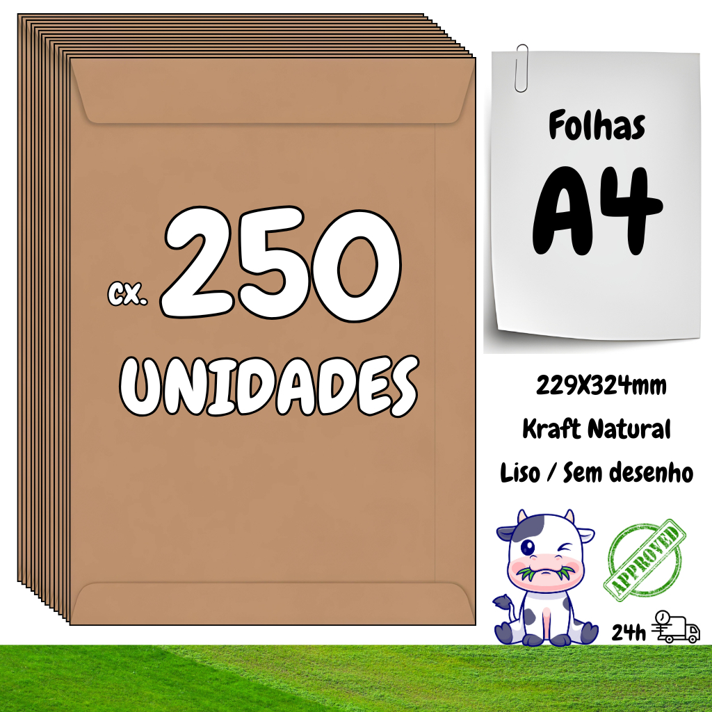 250 Envelopes A4 Kraft Saco Liso Armazenar Transportar Organizar Proteger Folhas Papel Documentos em Oferta na Shopee
