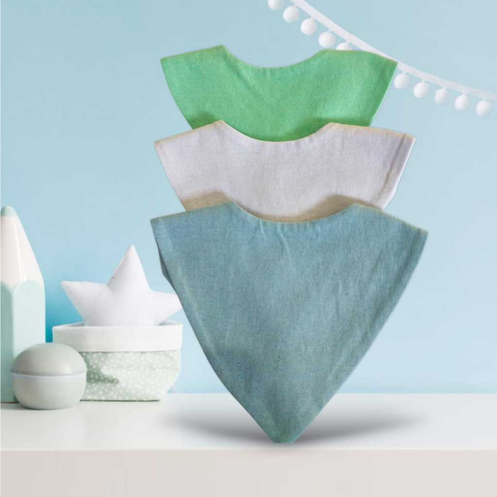 Babador Kit 3 Bandana de Bebê100% Algodão Lisos