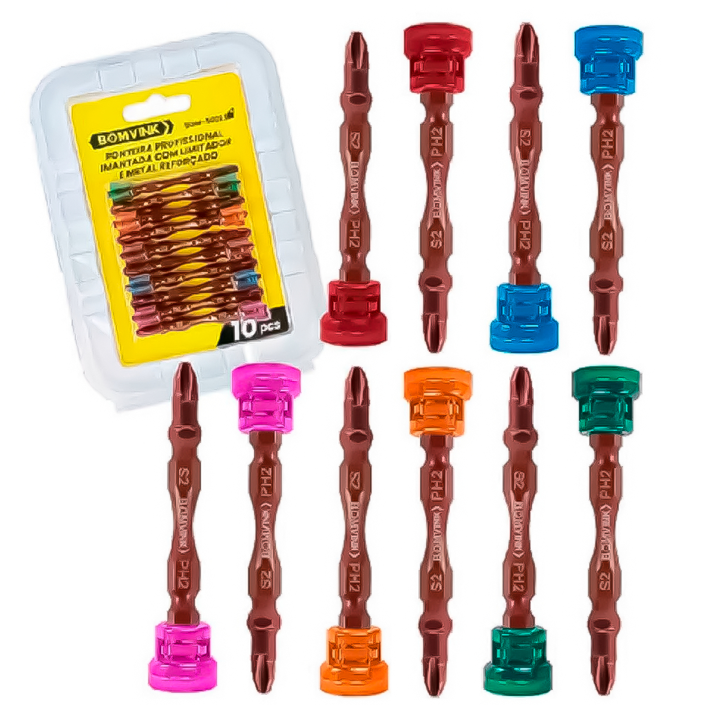 Kit Jogo 10 Peças Ponteiras Bits Philips PH2 65x6mm Ponta Dupla Para Parafusadeira Profissional em Oferta na Shopee