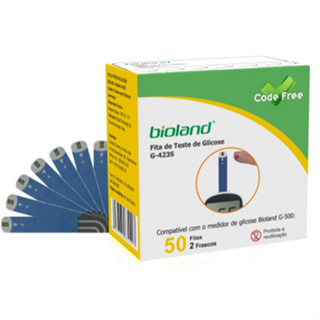 Caixa 50 Fitas de Glicose para Glicosímetro Modelo G-500 / G-425-3 / G-500 Bioland em Oferta na Shopee