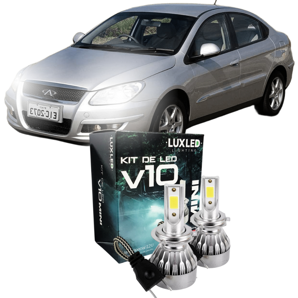 Kit Ultra Led V10 H7 6500k 20000 Lumens Chery Cielo 2010 à 2012 Farol Baixo