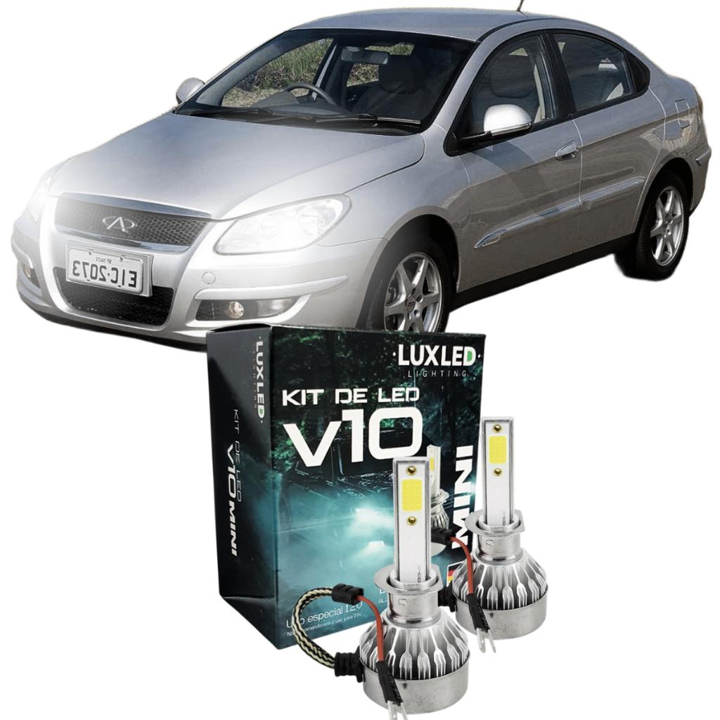 Kit Ultra Led V10 H1 6500k 20000 Lumens Chery Cielo 2010 à 2012 Farol Alto
