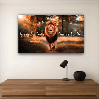 Quadro decorativo leão nunca foi sorte, sempre foi Deus para ambientes