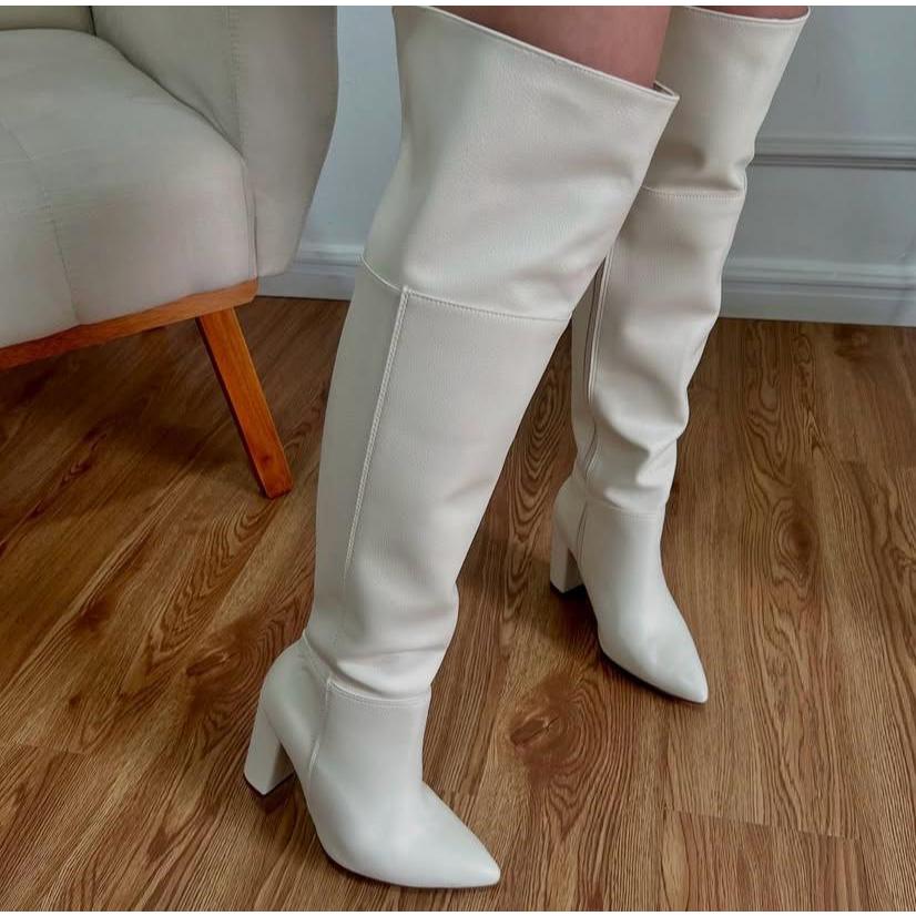 Bota Feminina Cano Longo Branco Off Vizzano 3105103