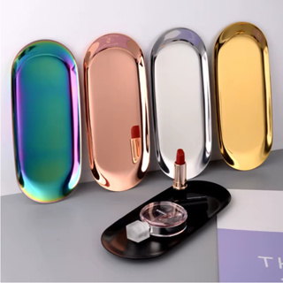 Bandeja Inox Oval Luxo Elegancia Decorativa Para Cozinha Mesa Sala Banheiro Servir Café Salão em Oferta na Shopee