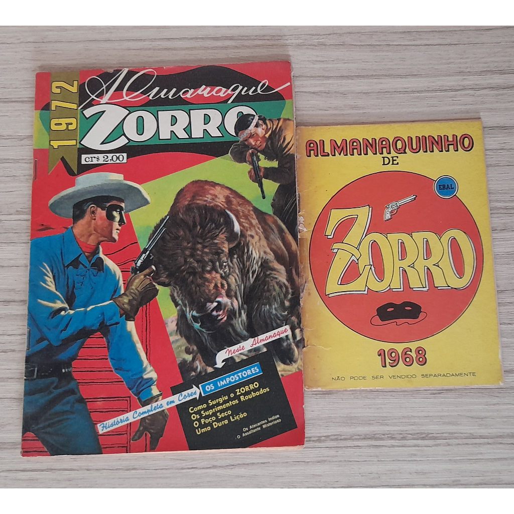 Hq Gibi Almanaque De Zorro 1972 + Almanaquinho Zorro 1968 (Ed. Ebal) RAROs | Lone Ranger | O Cavaleiro Solitário
