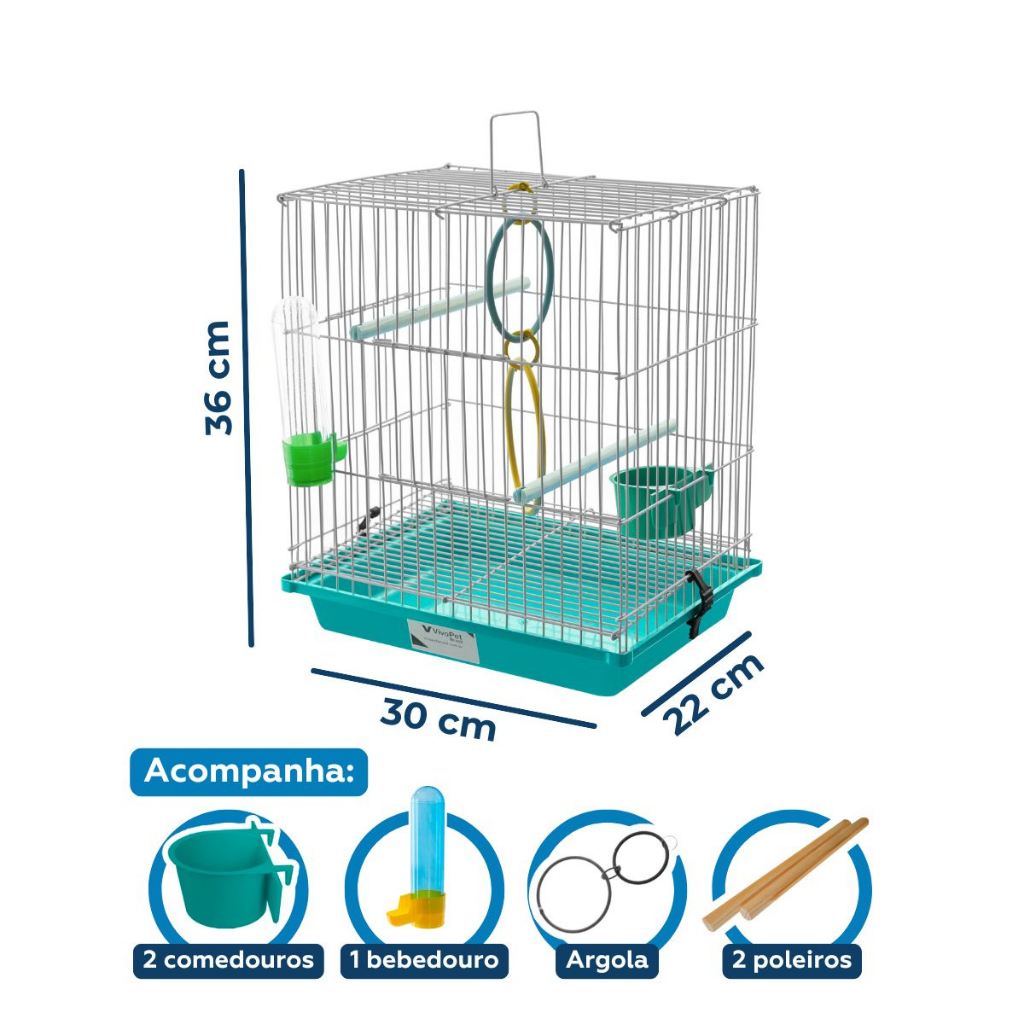 Gaiola Caçulinha Para Coleiro Canário Completa Com Acessórios Pássaros Aves em Oferta na Shopee