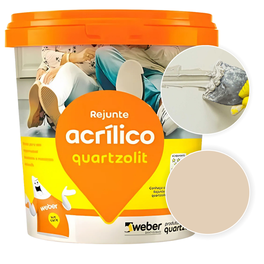 Rejunte Acrílico 1kg Bege Pisos e Paredes Pronto Uso Fácil Aplicação - Quartzolit