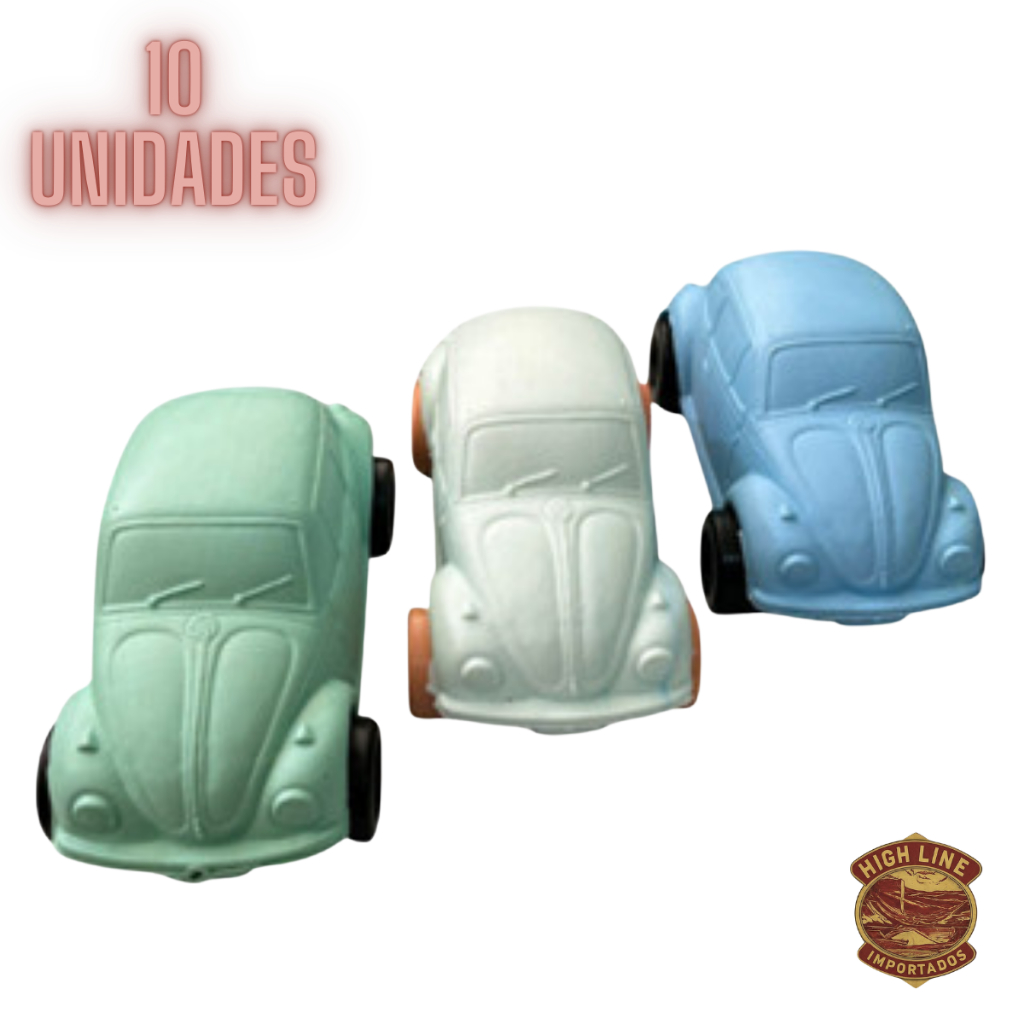 Kit c/ 10 Carro Carrinho Fusca Fusquinha de Plástico Bolha Prendas Brinquedo Cores Variadas