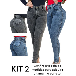 Kit 2 Calças Jeans Feminina Skinny Lycra Cintura Alta Modelo Empina Bumbum Lançamento Promoção em Oferta na Shopee