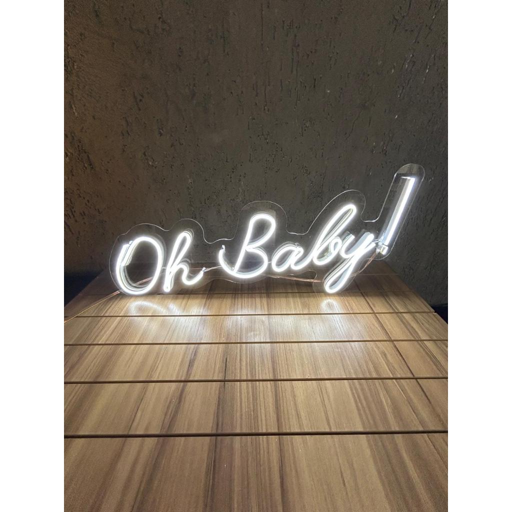 Painel Neon Led Oh Baby Com 50x19cm decoração