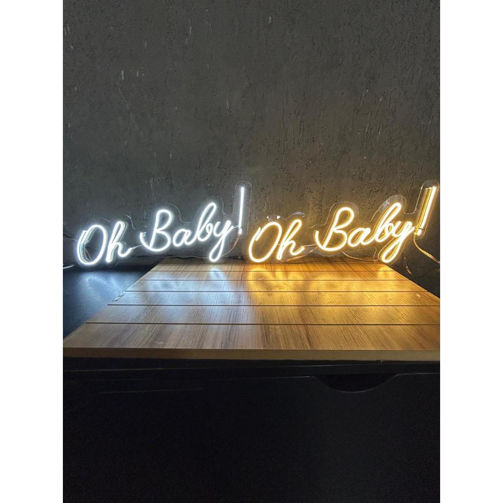 Painel Neon Led Oh Baby Com 50x19cm decoração
