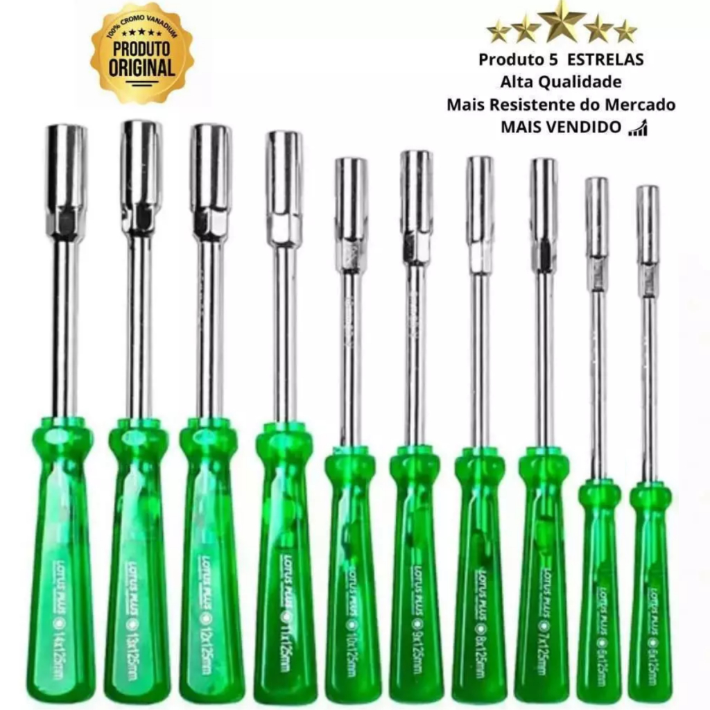 Jogo Chave Canhão Kit 6 A 14mm Cromo Vanádio PREMIUM