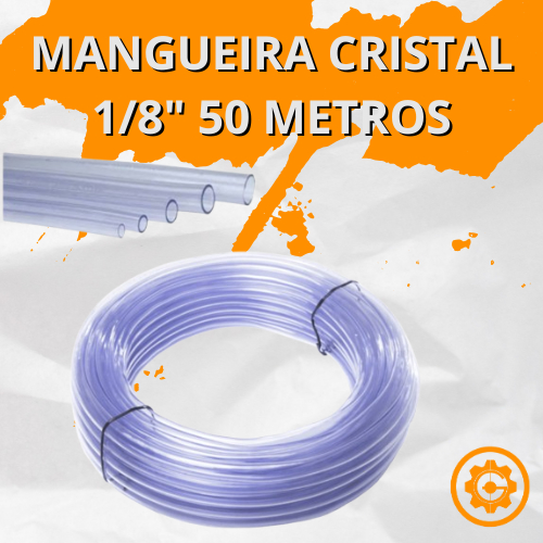 50 Metros Mangueira Transparente Cristal 1/8 x 1mm Flexível para Aquário Ar Compressor Água