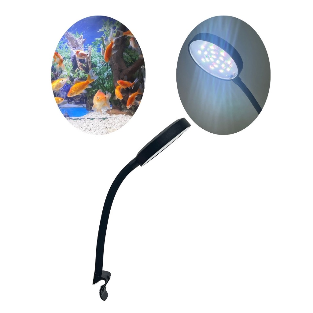 Luminária Led Redonda de Clip 5w e 18 Led para Aquário Iluminação Terrário
