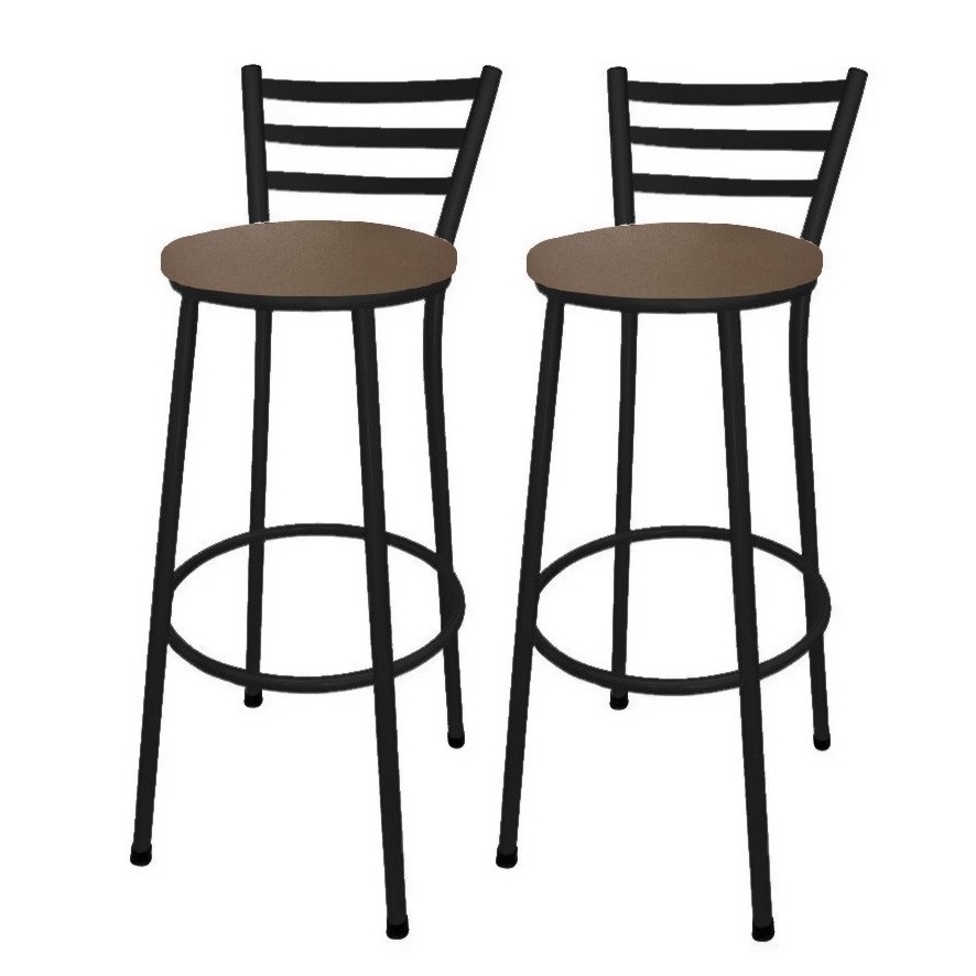 Kit 2 Banco Banqueta Alta Preto Liso C/ Encosto Chapa em Oferta na Shopee