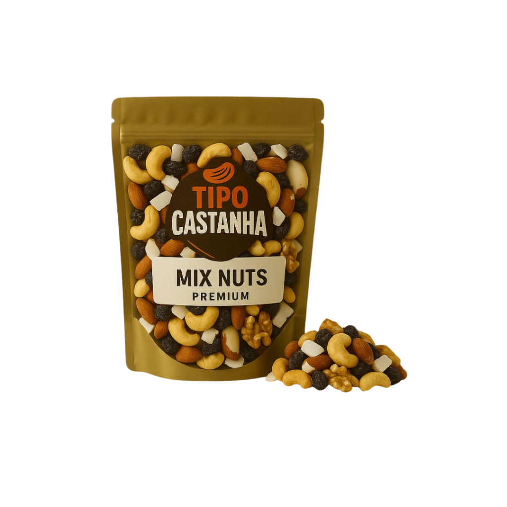 MIX DE NUTS PREMIUM  ~ CASTANHA DE CAJU, PARÁ, AMÊNDOA, AMENDOIM,NOZES CHILENA E PECAN, AMÊNDOA LAMINADA, UVAS PASSAS
