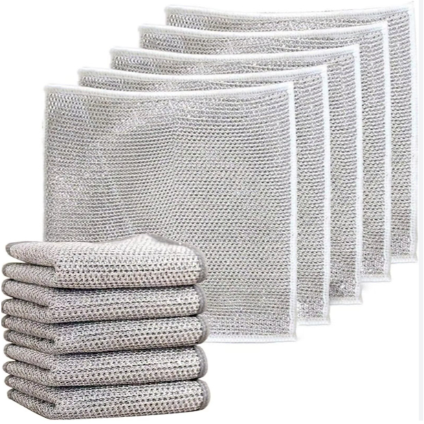 Kit 5 Panos De Limpeza Multiuso Fio Metálico - Malha Não Oleosa - Não Risca - Eficiência & Durabilidade na Limpeza. em Oferta na Shopee