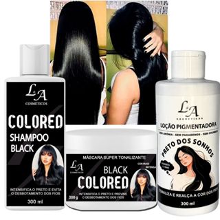 Kit Trio Completo Black Tonalizante Preto Intenso - S/ Amônia - Resultado 100% Natural La cosméticos em Oferta na Shopee