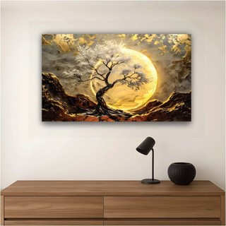 QUADRO TELA DECORATIVA ARVORES ABTRATAS NATURESA CORES PREMIUM