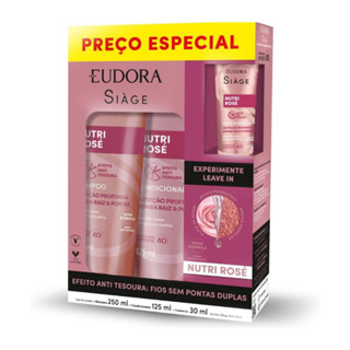 Kit Siàge Eudora Nutri Rosé Shampoo 250ml + Condicionador 125ml + Leave-In 30ml