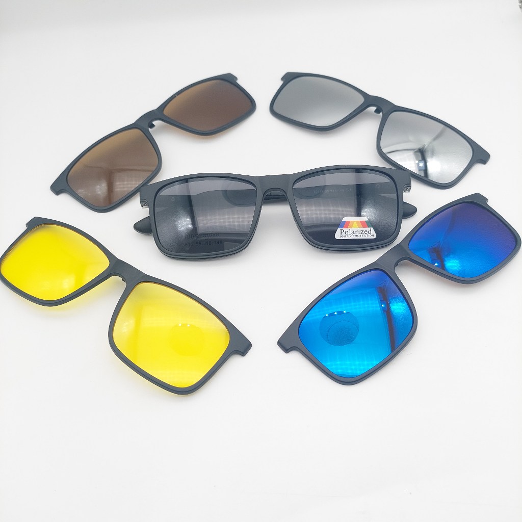 Armação de Óculos e sol clip on 3 em 1 preto e amarelo masculino em Oferta na Shopee