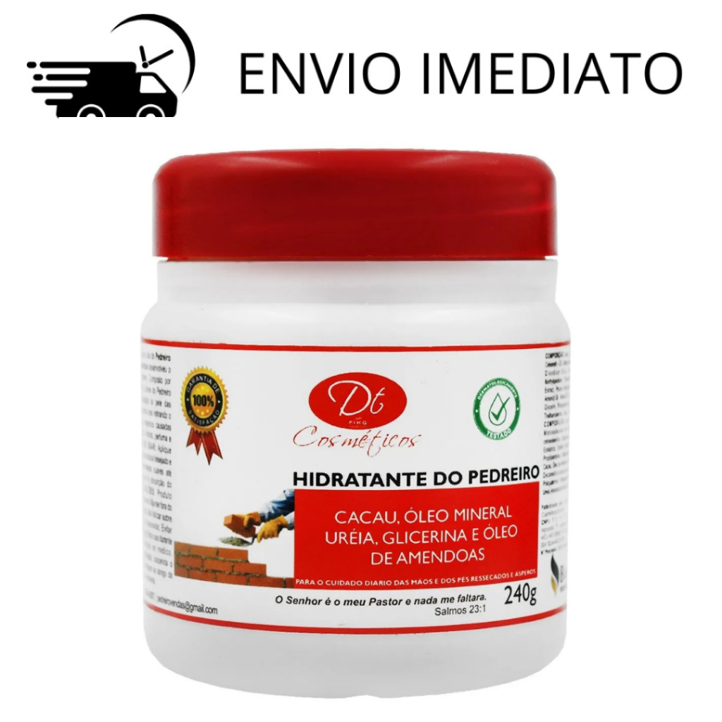 Creme de Pedreiro 240g Para Pé Rachado Pele Ressecada Cotovelo Grosso Mão Aspera Profissio...