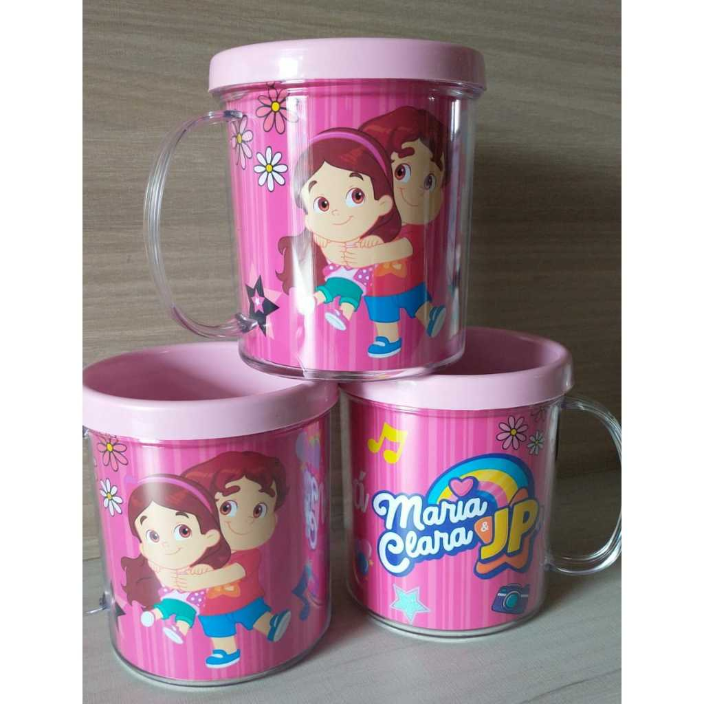10 canecas acrílicas personalizadas para festa infantil, lembrancinhas. Maria Clara e JP