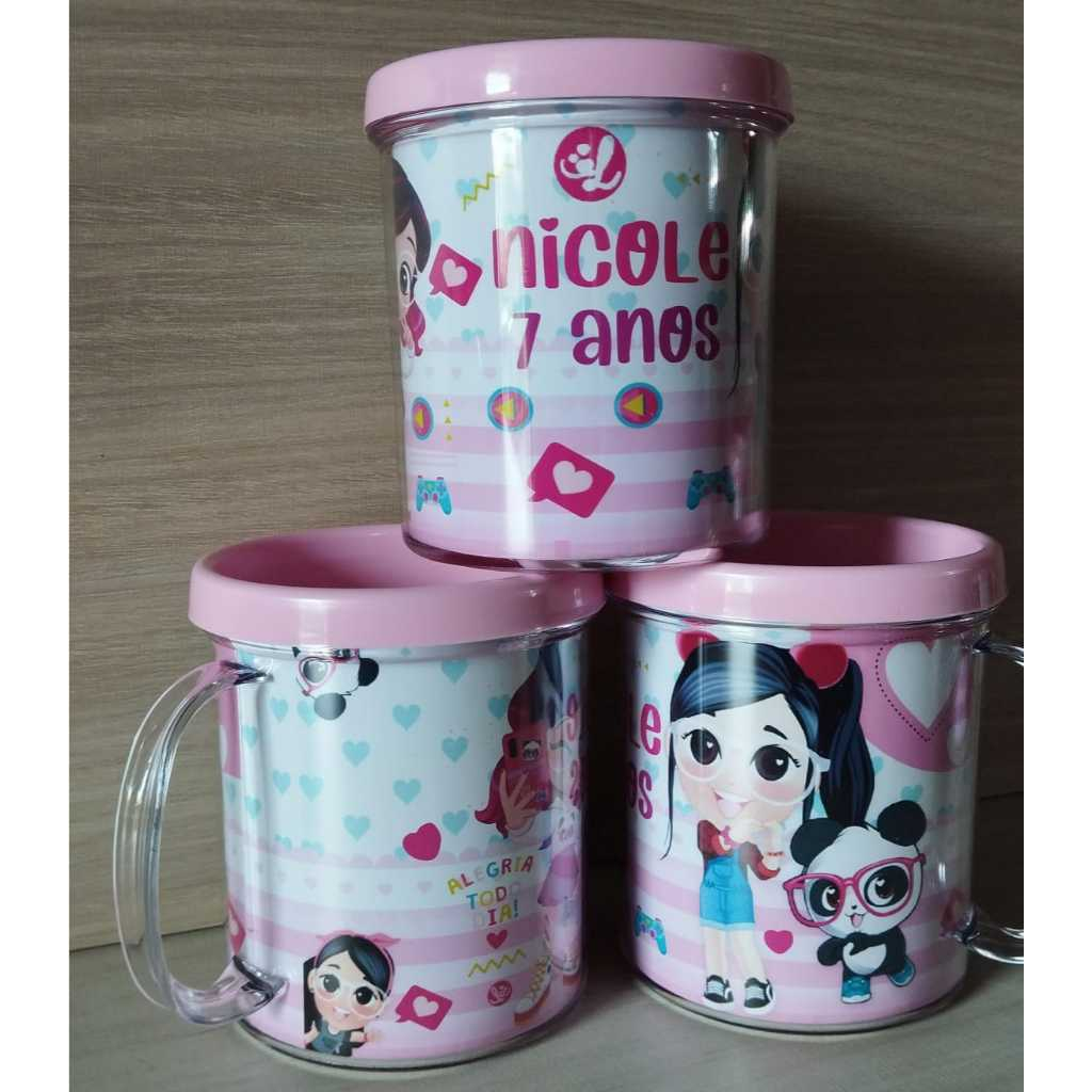 10 canecas acrílicas personalizadas para festa infantil, lembrancinhas. Luluca