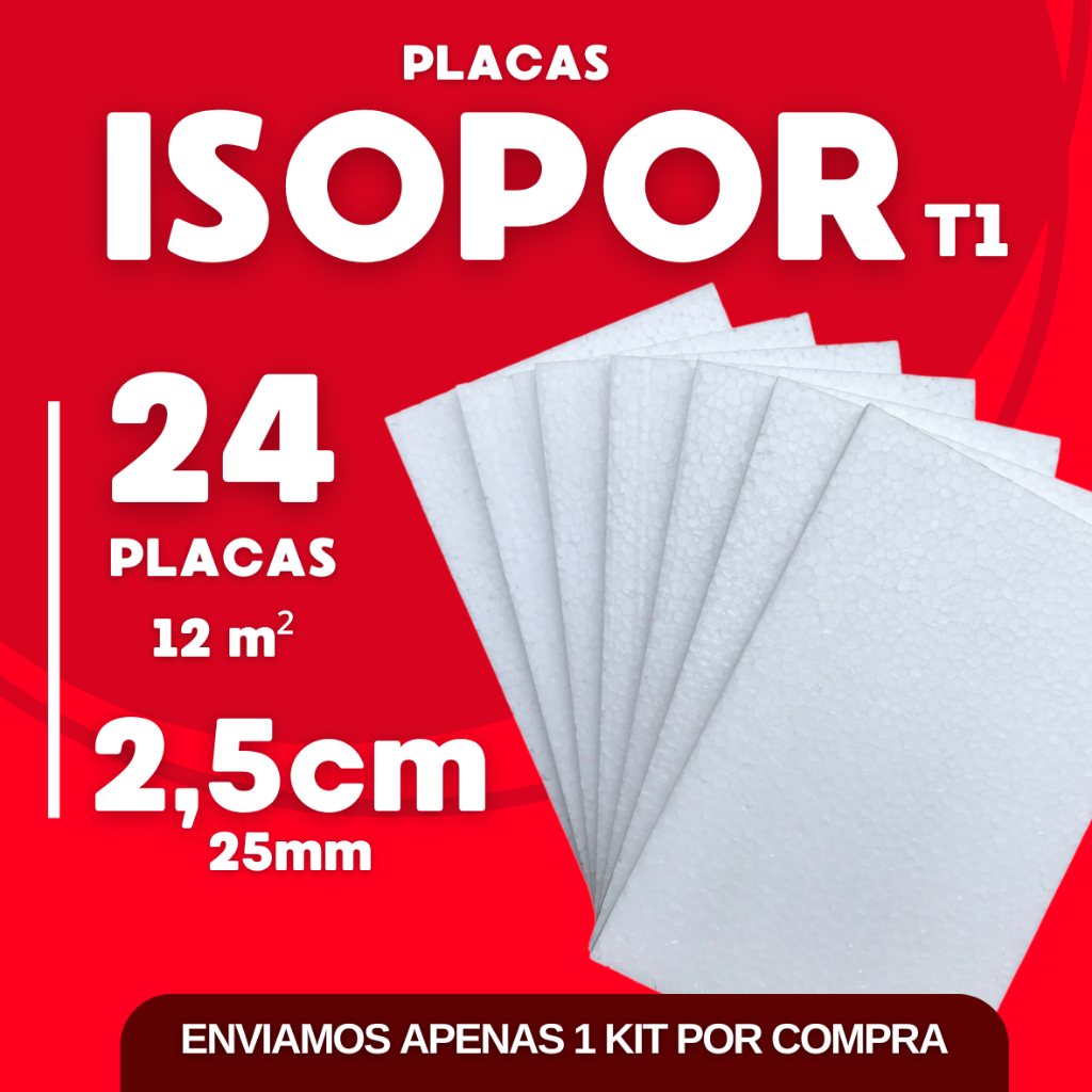 24 PLACAS ISOPOR TÉRMICO ACÚSTICO ANTICHAMAS - ESPESSURA 25MM ( 2,5CM ) - ENVIO IMEDIATO