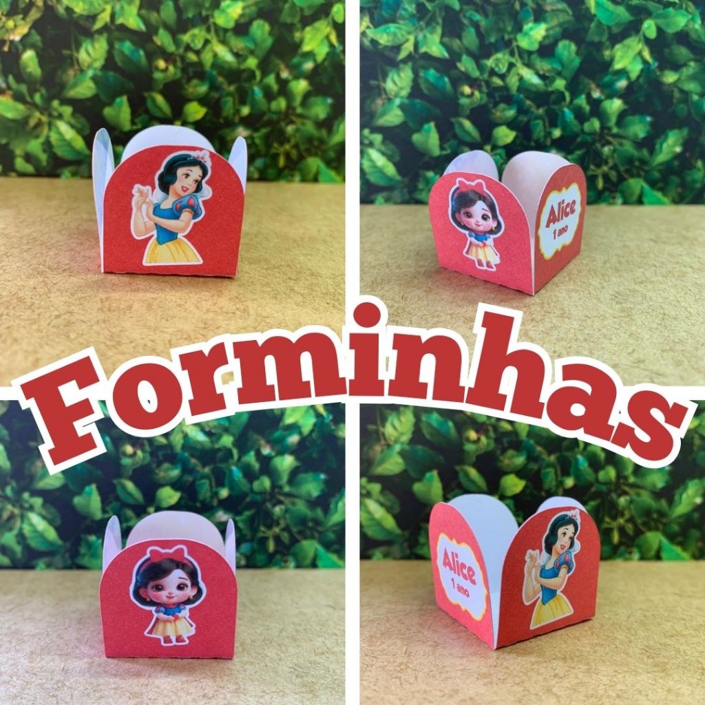 Forminha de doce brigadeiro Personalizada Branca de neve  4 pétalas Festa aniversário Lembrancinha