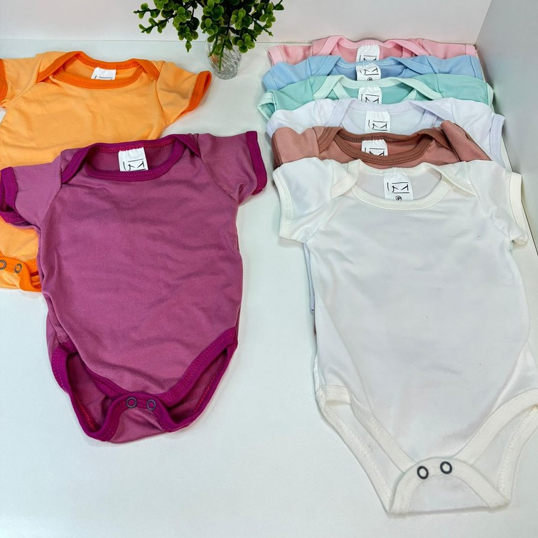 Kit 2 Body Infantil menino menina liso cor neutra sortido Body para bebe Roupa para bebe