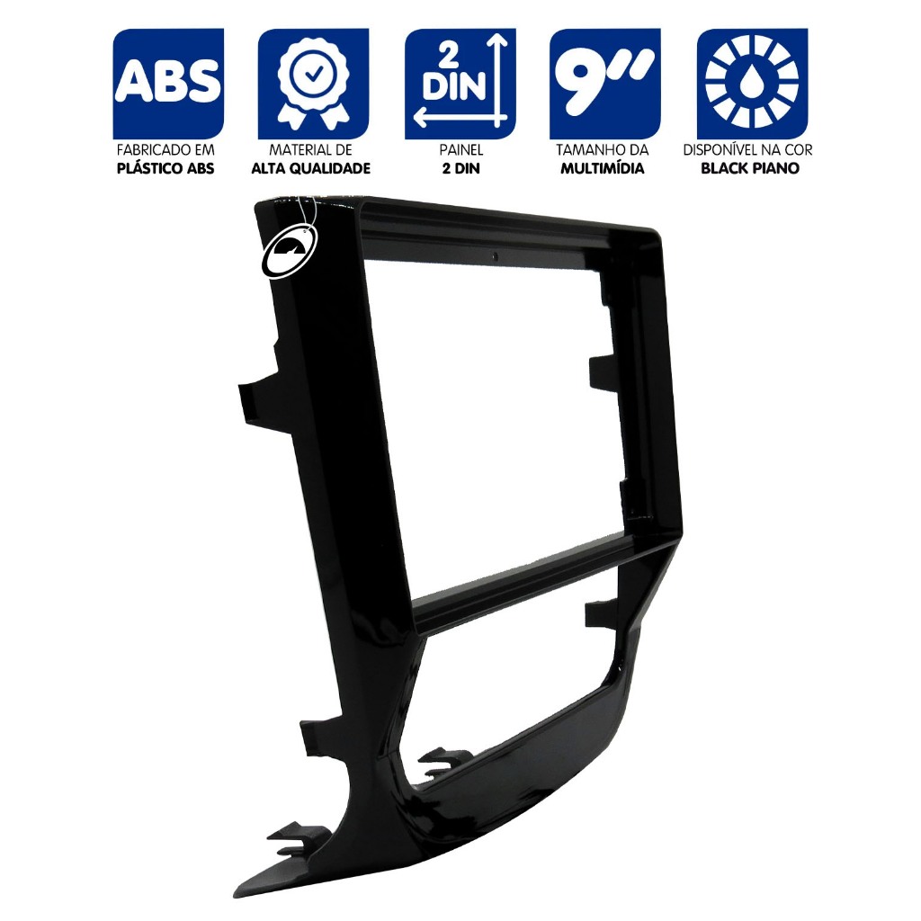 Moldura De Painel 2 Din 9" Polegadas Vw Gol Saveiro Voyage G6 - Black Piano — imagem 2 de 2