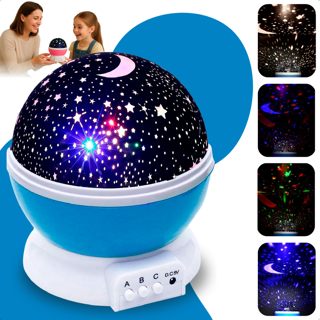 Luminária Projetor Estrela 360° Galaxy Abajur Mesa Infantil