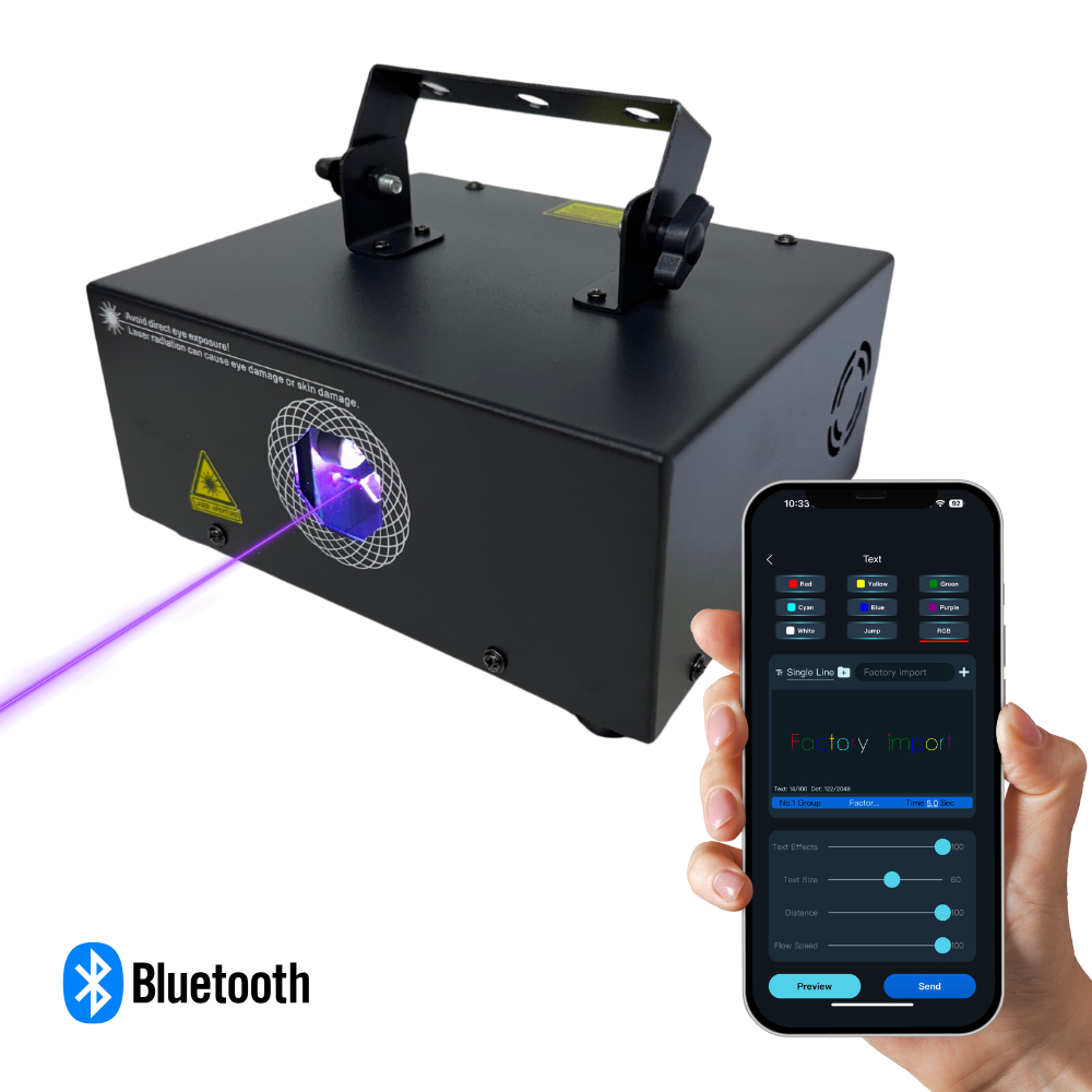 Laser Holografico Rgb 2W Com Controle Via Bluetooth Pelo Celular Para Efeito Djs Festas