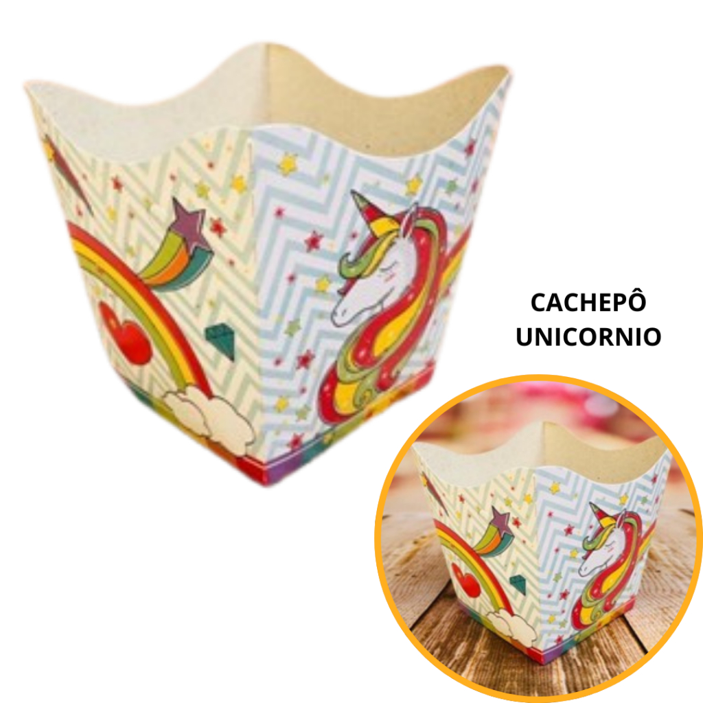 10~50 KIT CACHEPÔ FESTA UNICÓRNIO  9X9X7CM VAZO DECORAÇÃO   68.1   ( NC TOYS CACHEPÔ ) - Home & Living