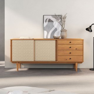 Buffet Aparador Sala Madeira Retrô 4 Gavetas Freijó Simona em Oferta na Shopee