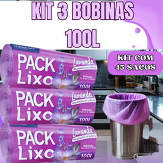 Kit 3 Sacos de Lixo Rolo Perfumado Lavanda 15, 30, 50, 100 Litros Anti Odores Lavanda Roxo Banheiro Cozinha em Oferta na Shopee
