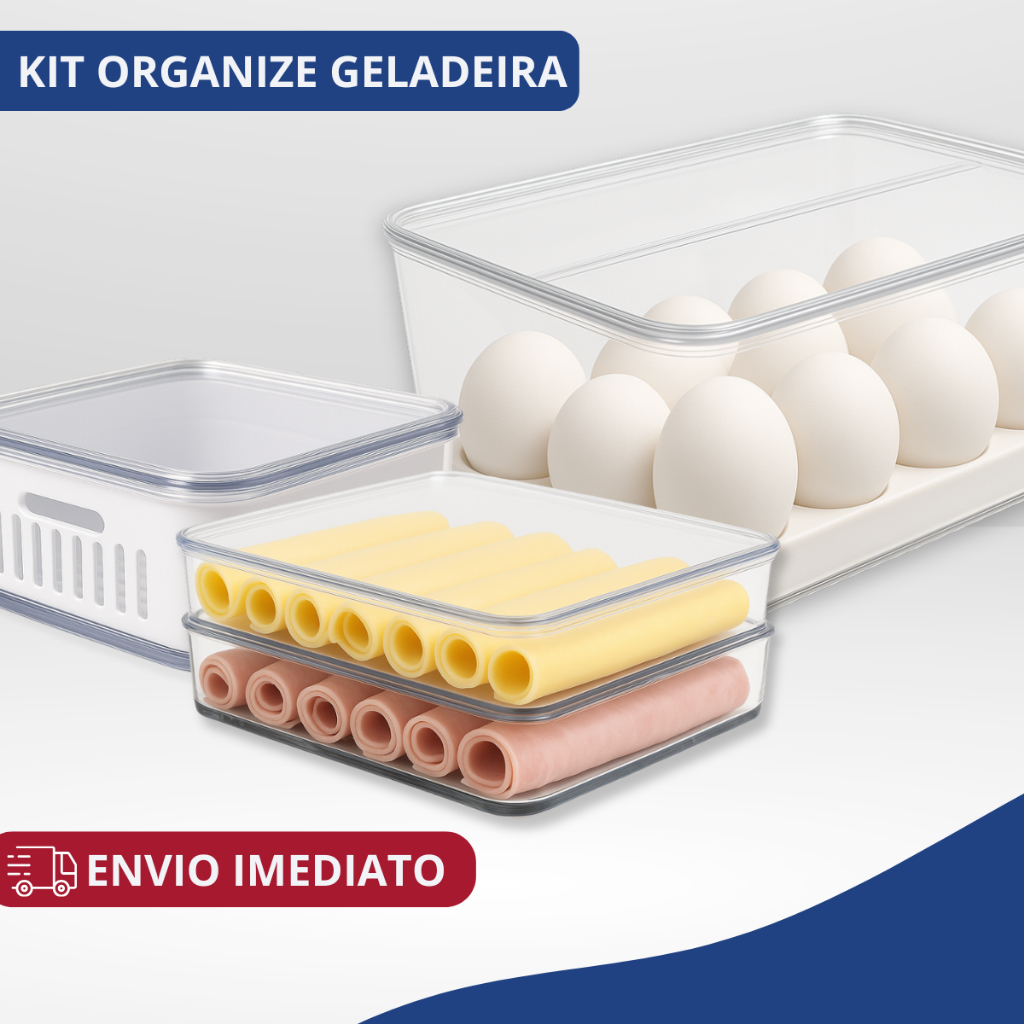 Organizador De Geladeira Porta Frios Ovos Com Tampa Cesto Multiuso Alimentos Verduras Potes de Salada