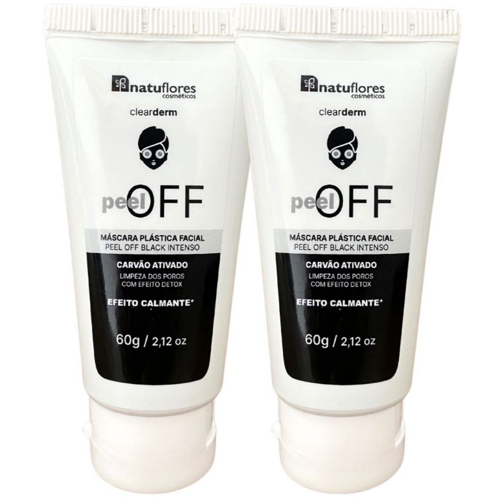 MASCARA FACIAL PEEL OFF OFF CARVÃO ATIVADO 60gr NATUFLORES 2un