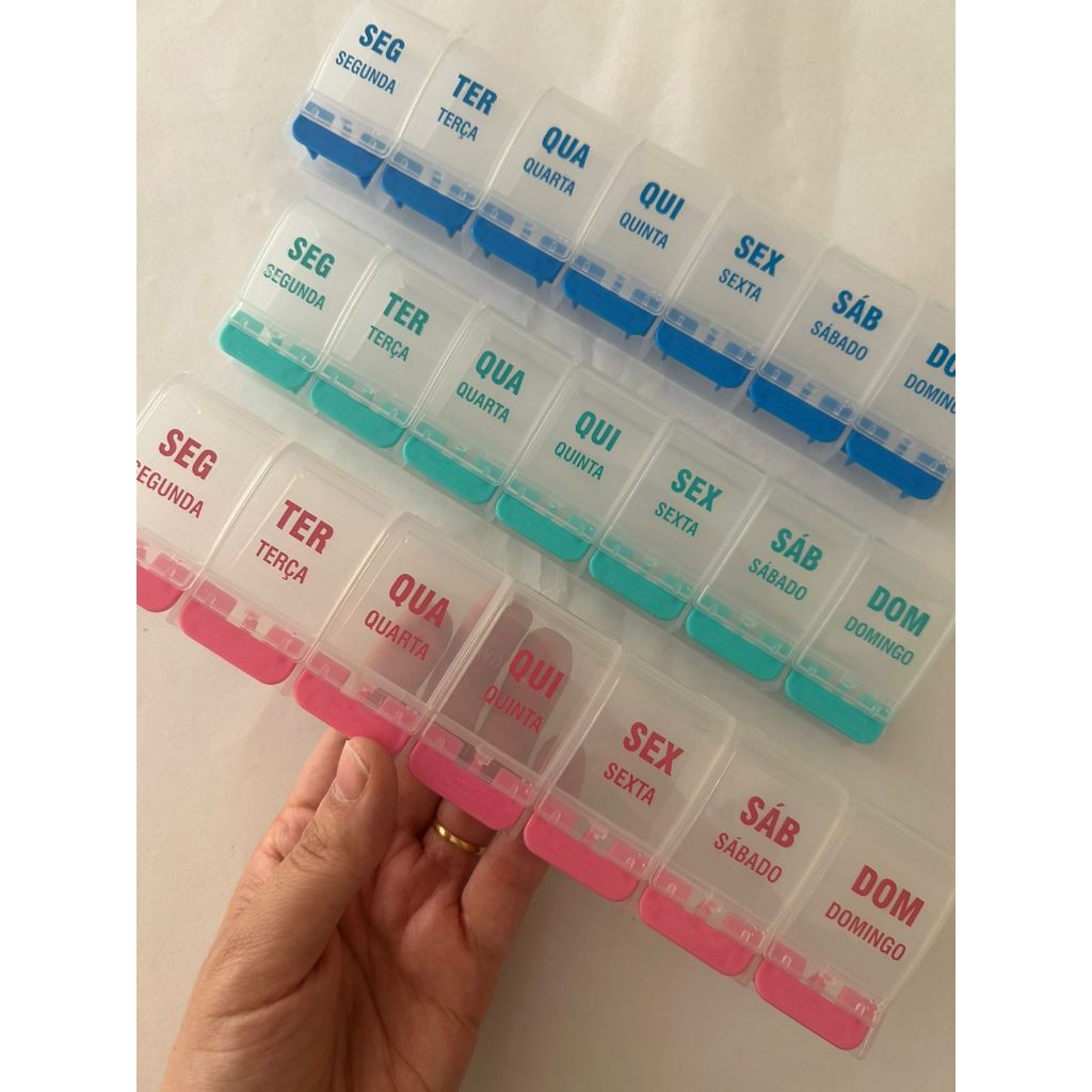 Porta Comprimido Grande Semanal Com Botão Organizador de Remédio em Oferta na Shopee