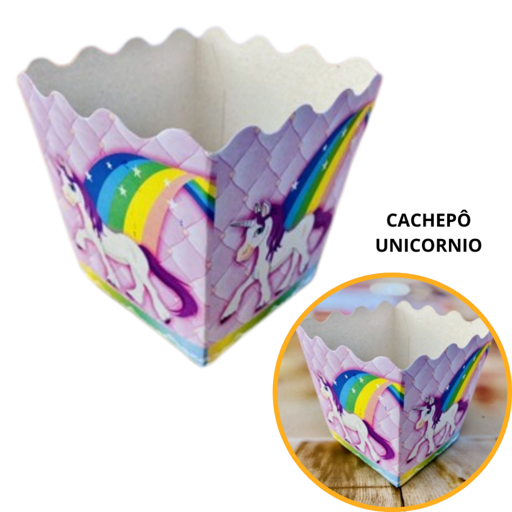 10~50 KIT CACHEPÔ 9X9X7 CM TEMA FESTA UNICÓRNIO ( TEMA FESTA ) (CHOCO)
