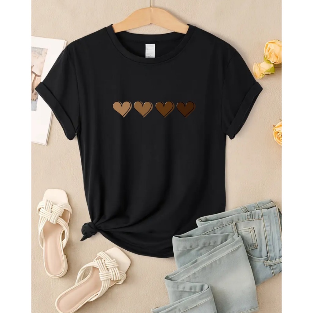 Camiseta Coração Camiseta Básica Dia a Dia Camiseta Trabalho Camiseta Moderna Blusa Moda