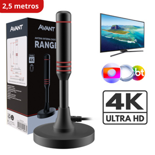 Antena Digital Tv UHD 4K Range Com Base Magnética e Cabo de 2,5 metros Preto Cod: 360010026 Avant em Oferta na Shopee