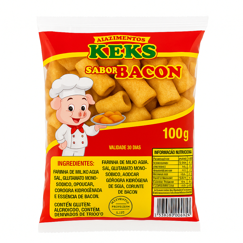 Salgadinho Rabinho de Porco Sabor Bacon 100g Kek's em Oferta na Shopee