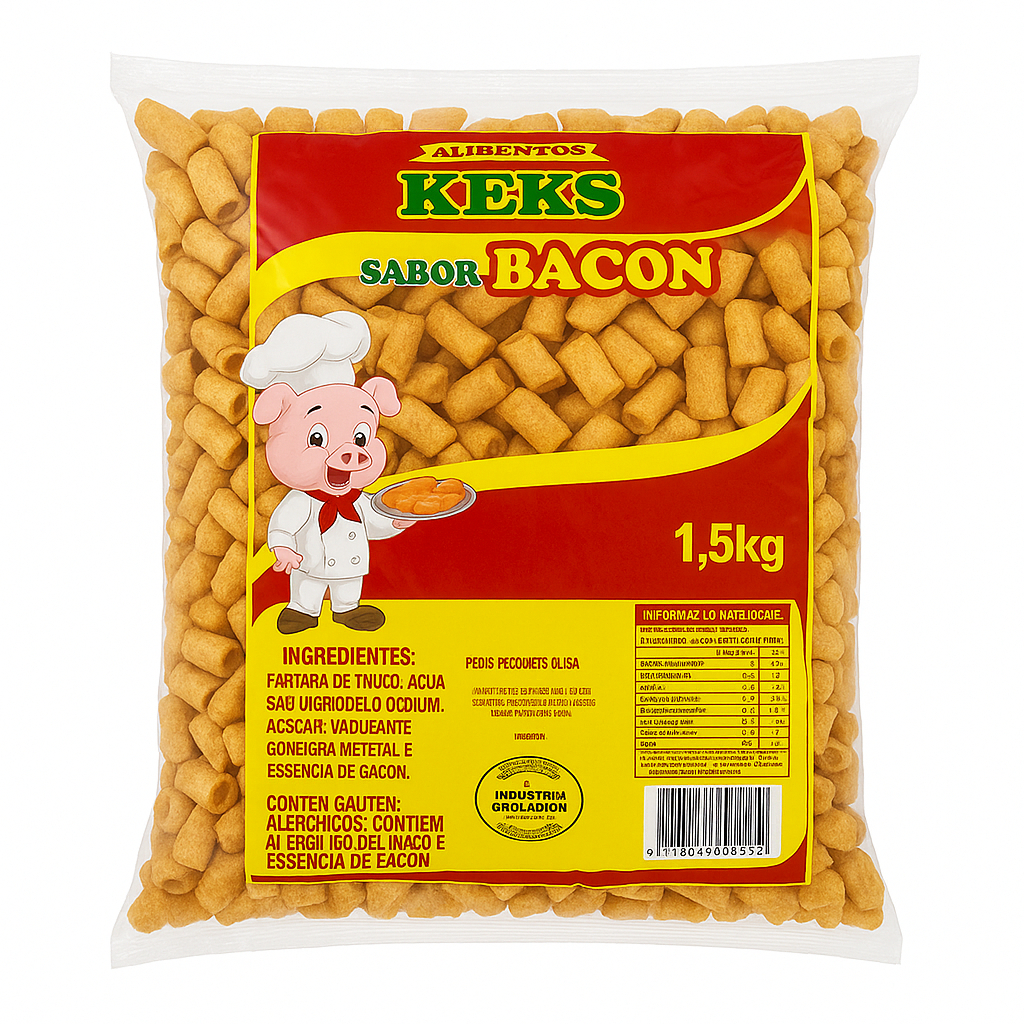 Salgadinho Rabinho de Porco Sabor Bacon 1,5kg Kek's Ideal Para Petiscos em Oferta na Shopee